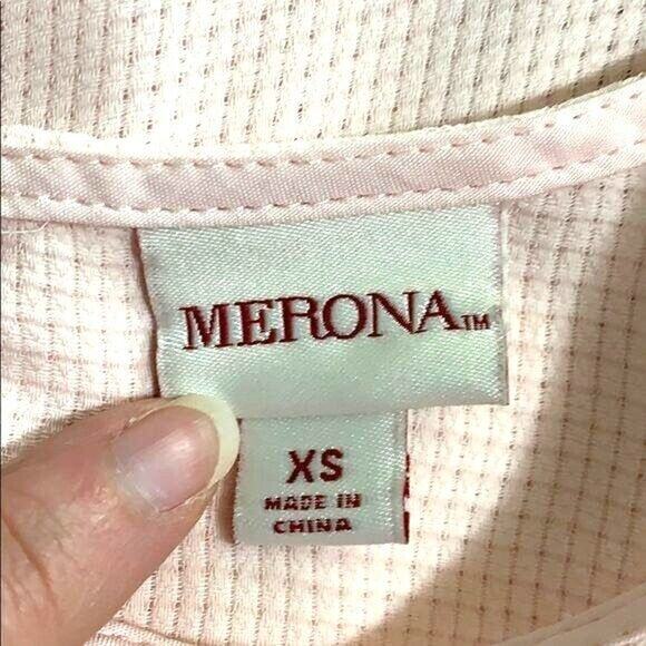 Merona Womens Blouse Shirt Top Pleated Ruffled Sleeveless Pullover Blush Pink XS - Picture 8 of 9